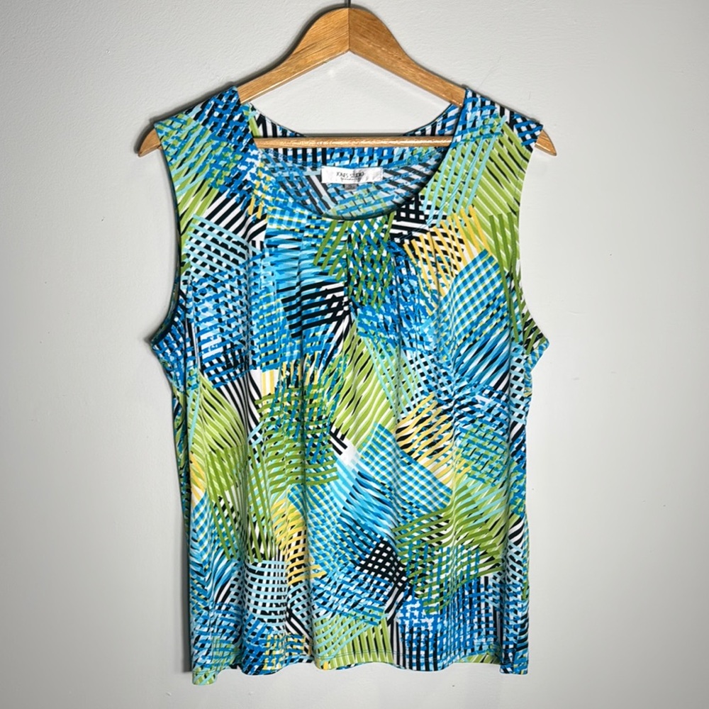 Jones Studio‎ Vibrant Blue and Green Patterned Top